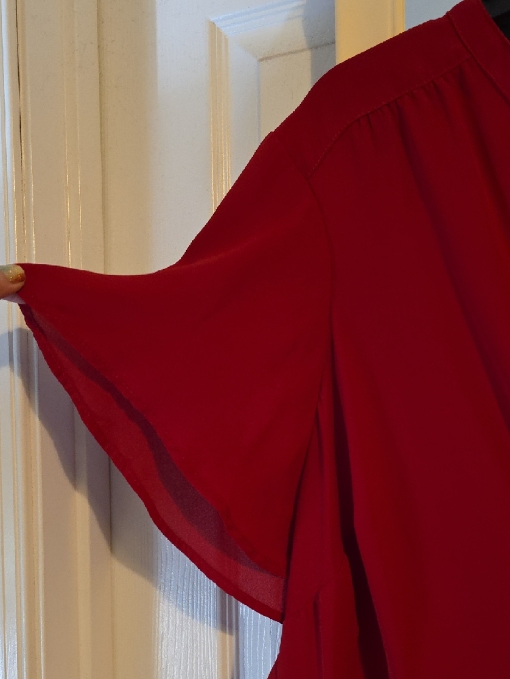 torrid Red Tie-Front Flutter Sleeve Tunic - Picture 5 of 5